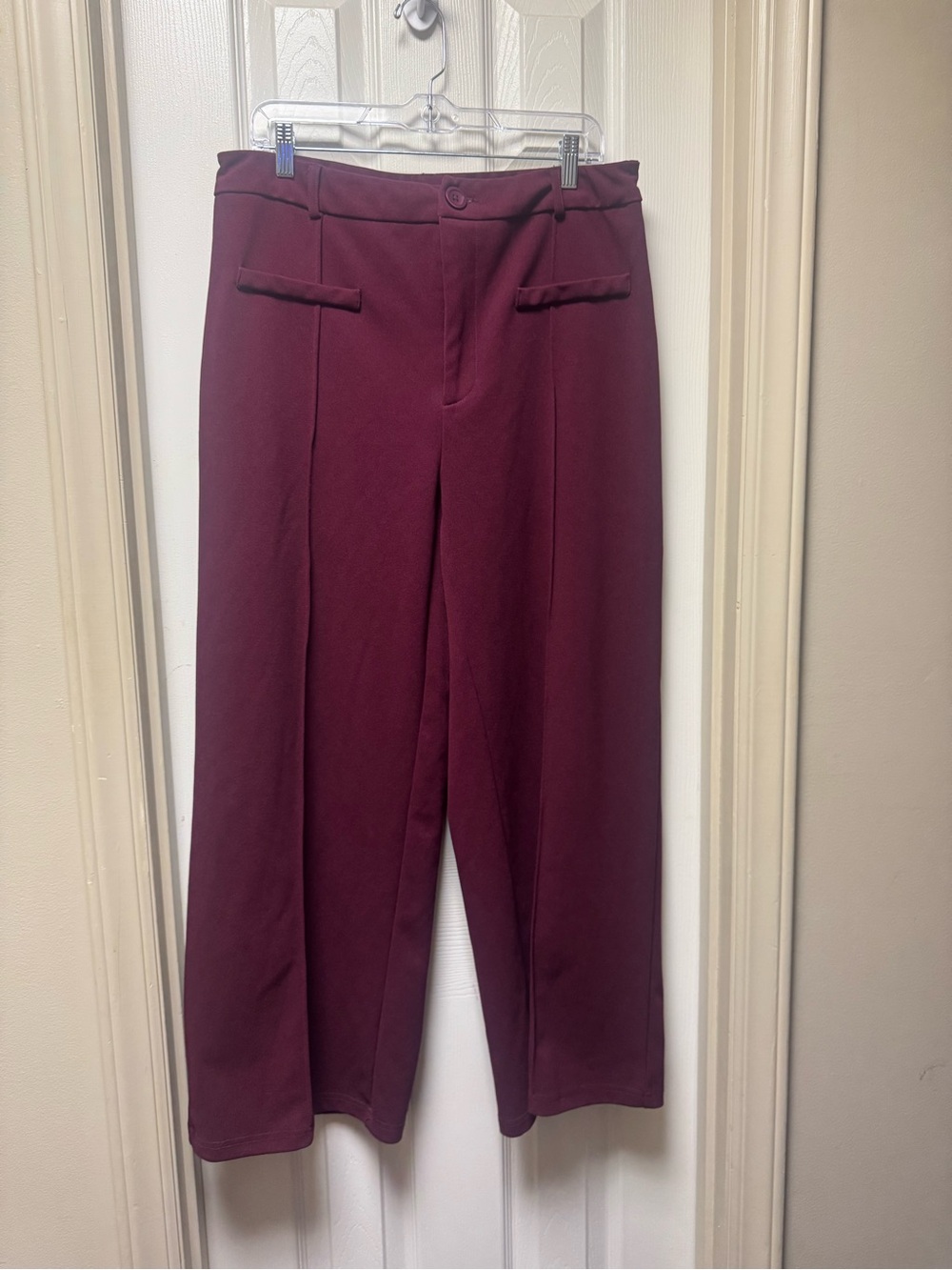 SHEIN Curve High-Waist Wide Leg Trousers - Burgundy
